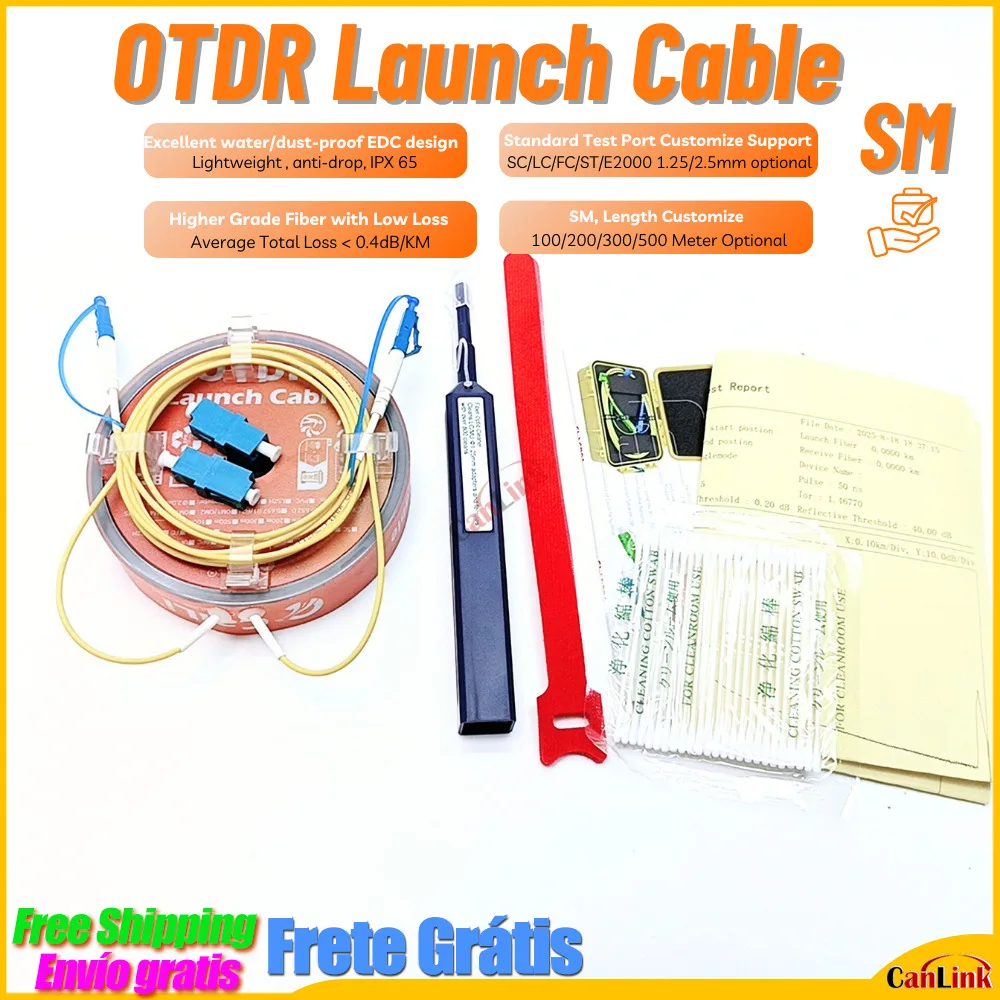 

Оптоволоконные кольца OTDR Dead Zone Eliminator LC/UPC-SC/UPC Портативная кабельная коробка для запуска оптоволоконных колец 100/200/300/500M SM 1310/1550 нм