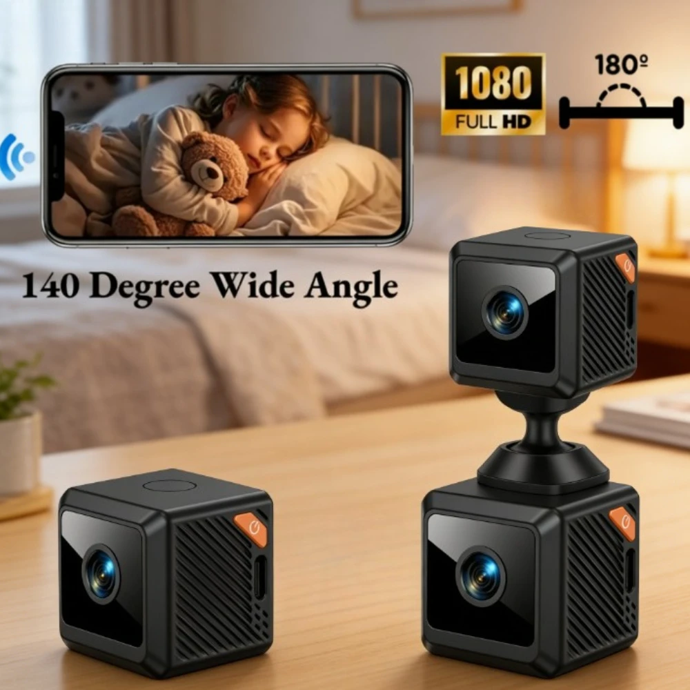 Mini Telecamera HD 4K 140° ° Telecamera di Sicurezza WiFi Wireless Grandangolare con Monitoraggio Remoto e Videosorveglianza