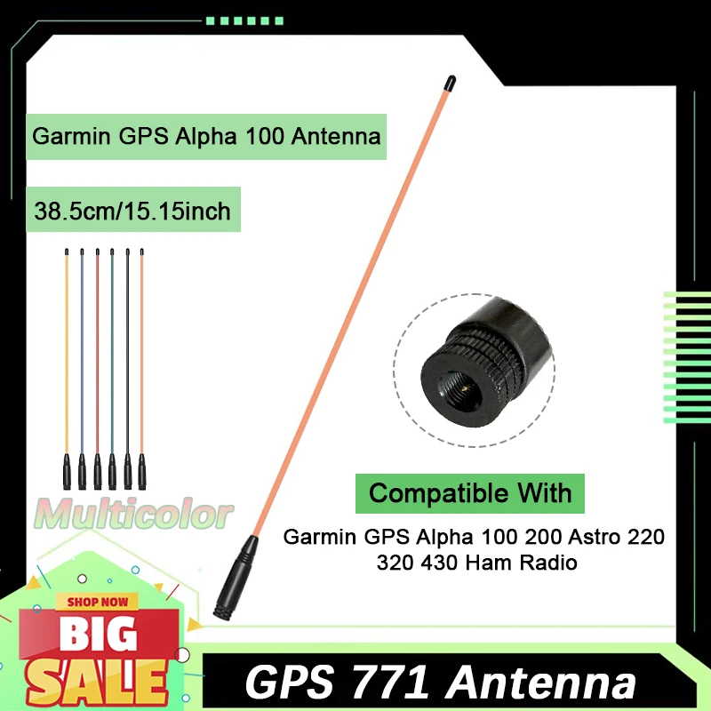 GPS 771 Antenna SMA-Male Upgrade 38CM Whip Antenna Extended Long Range for Garmin GPS Alpha 100 200 Astro 220 320 430 Ham Radio