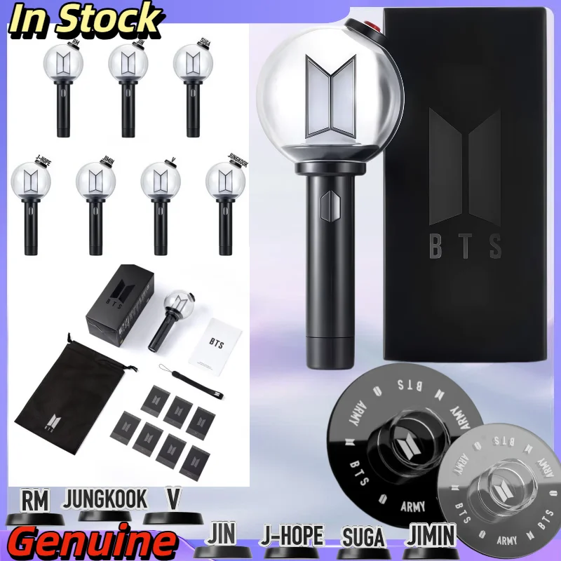 Bastão de Luz Genuíno BTS Army Support Stick Quarta Geração VER.4, Merchandise para Concerto, Capa Protetora da Base e Acessórios de Identificação