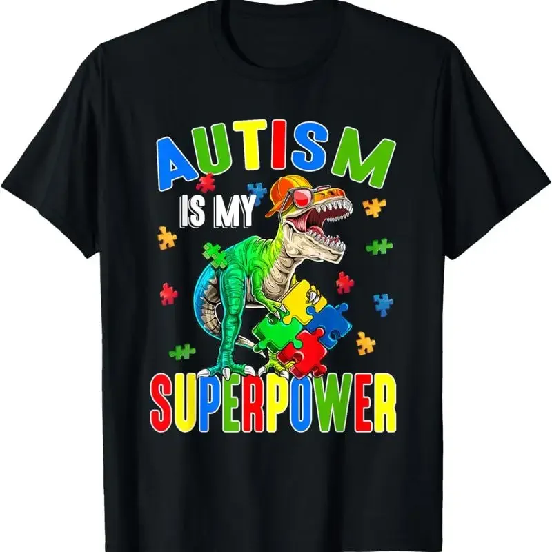 T Rex Dinosaur Autism Is My Superpower Awareness Kids Shirt