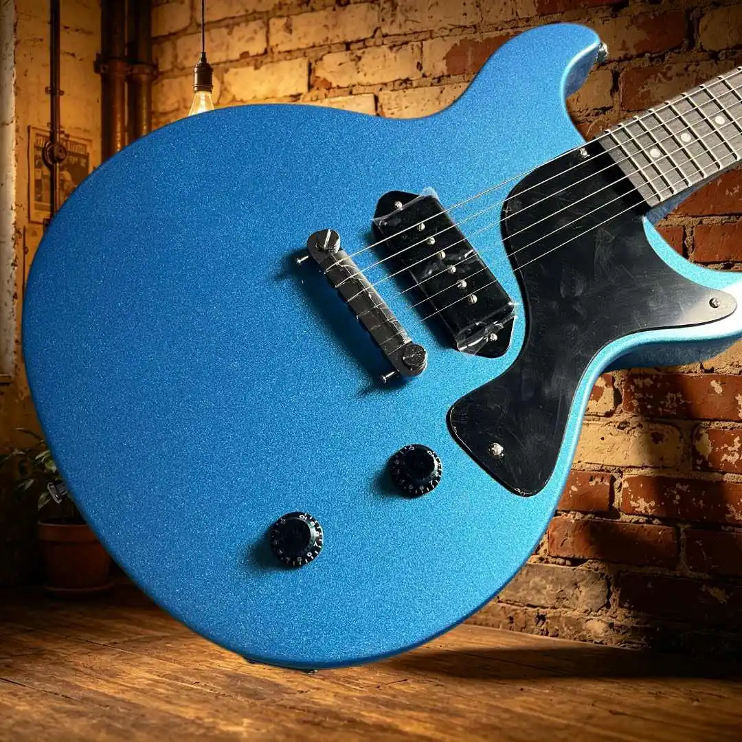 STUDI Electric Guitar Metal Blue Single P90 Pickup Minimalist Hardware Configuration Solid Wood Piano Body Rose Wood Fingerboard view 2