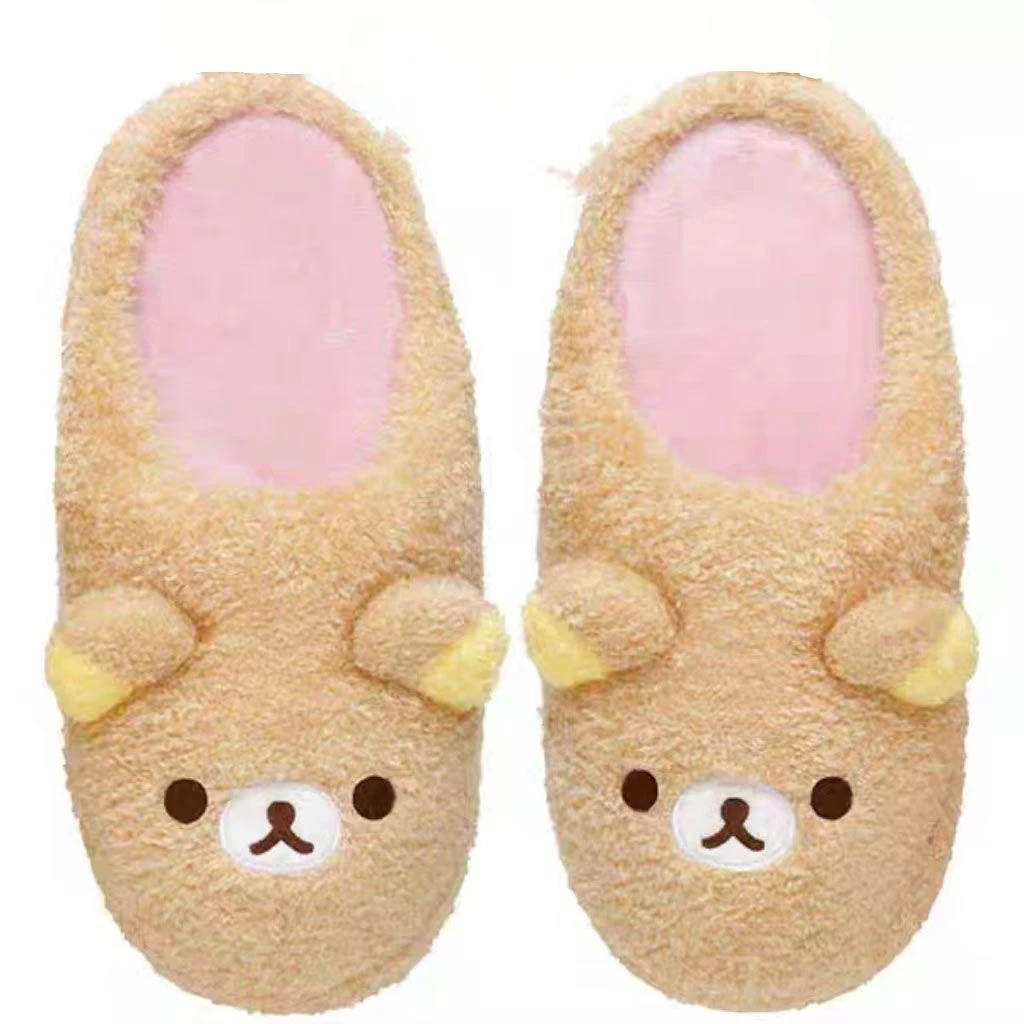 

Rilakkuma милые тапочки с героями мультфильмов, теплые хлопковые домашние тапочки, супер мягкие домашние тапочки для осени и зимы, универсальное использование