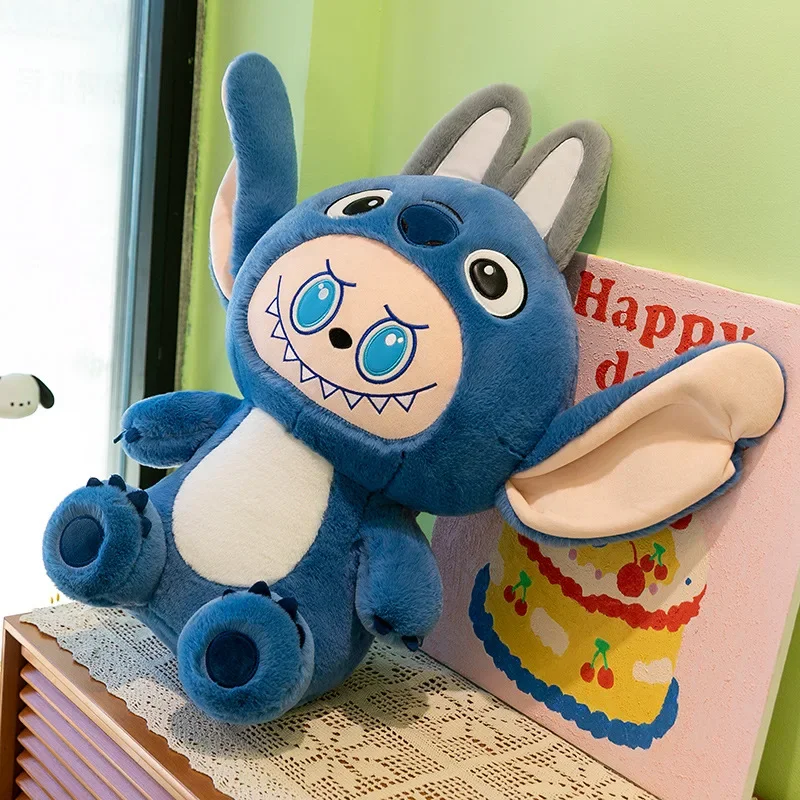 

Милые Labubu аниме плюшевые игрушки Cos Stitch с большими ушками, мягкие плюшевые куклы 40 см, декор для дивана, девчачье сердце, подарки на день рождения