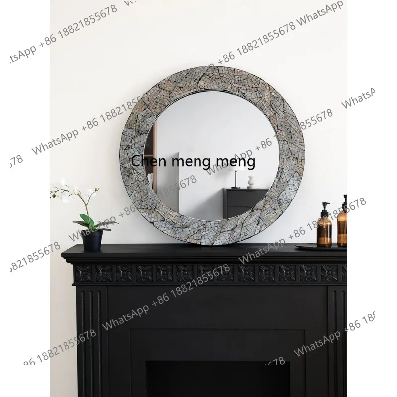 Hand pasted natural colorful shell mirror bedroom dresser makeup mirror bathroom mirror