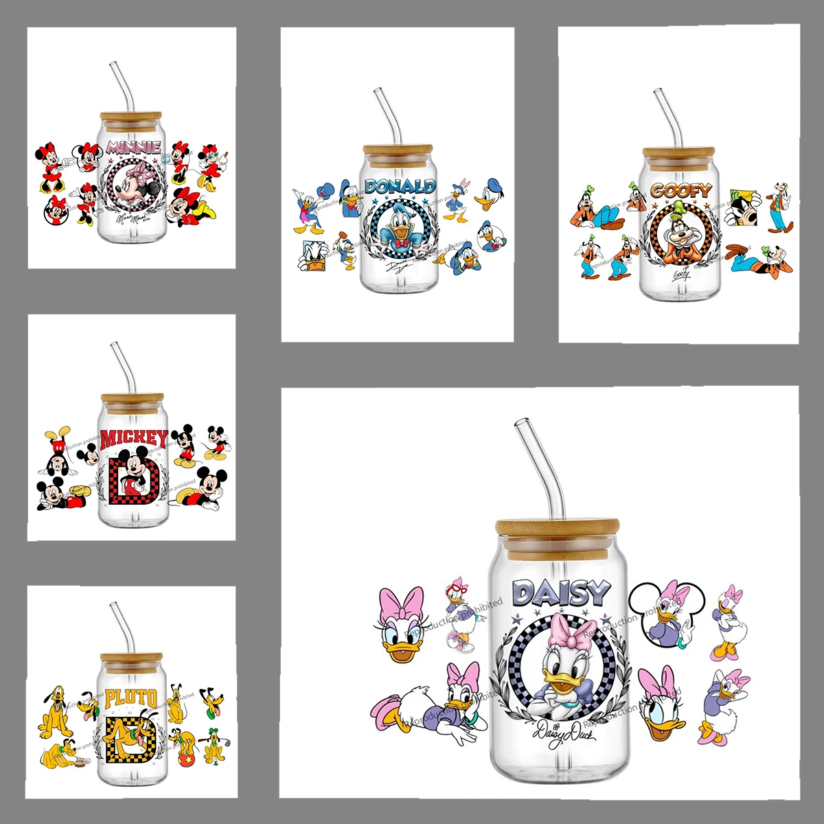 

Vintage Mouse Cartoon Pattern Waterproof Vinyl Decal for Tumbler DIY Selfadhesive Transfer Sticker Adesivo for Mug