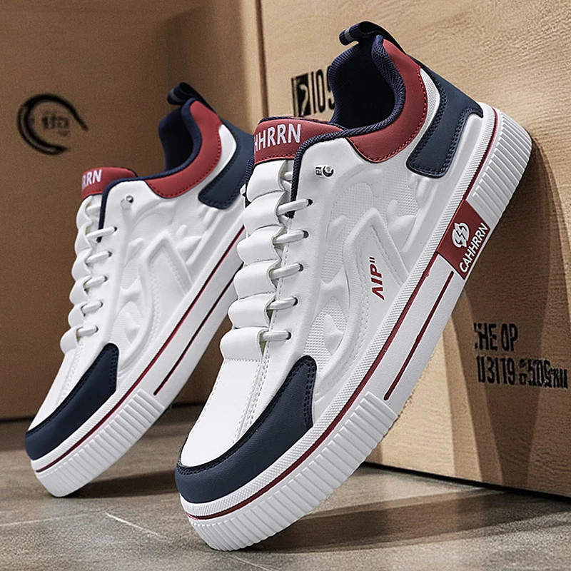 

2026 New Arrival Men's Casual Fashion Leather-Upper Sports Sneakers with Soft Soles and Anti-Slip Board Shoes for Men
