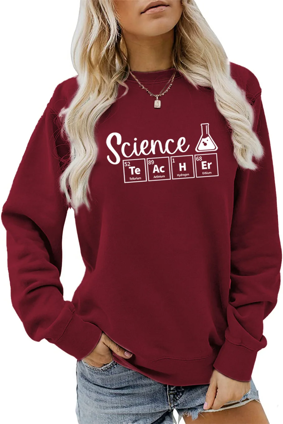 Autumn new crew-neck fashion T-shirt hoodie Science pattern printed women's casual loose long-sleeved top fashion pullover