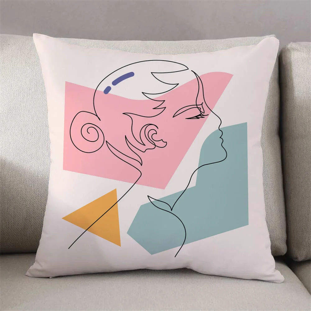 Abstract Female Portraits Modern Home Decoration Products Decorative Pillowcase for Living Room Decorative Sofa Cushion Hyunjin