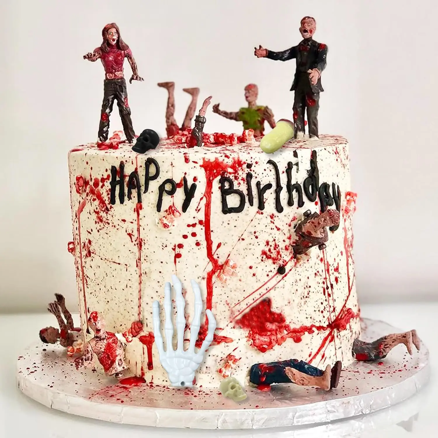 17 PCS Zombie Cake Decoration Zombie Cake Toppers Zombie Figure Themed Party Decorations for Birthday Weeding Party Cake Decor