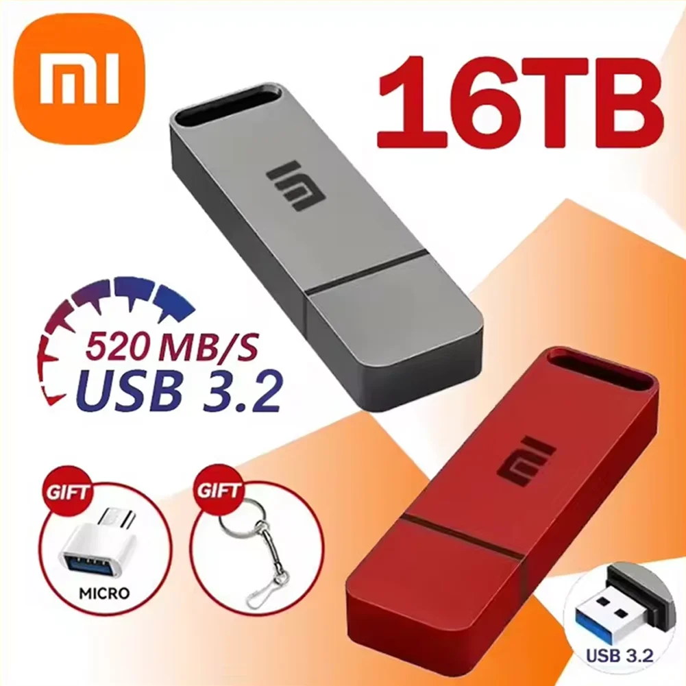 Xiaomi 64TB 16TB USB Flash Drive USB3.2 High Speed Transfer Type C U Flash Portable Mini Pen Drive Memory Waterproof Pendrive