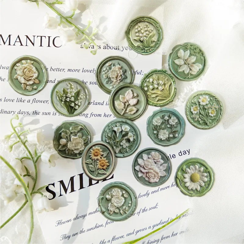 1 Sheet Wax Seal Stickers 3D Self-Adhesive DIY Collage Decorative Stationery Aesthetic Sealing Stickers
