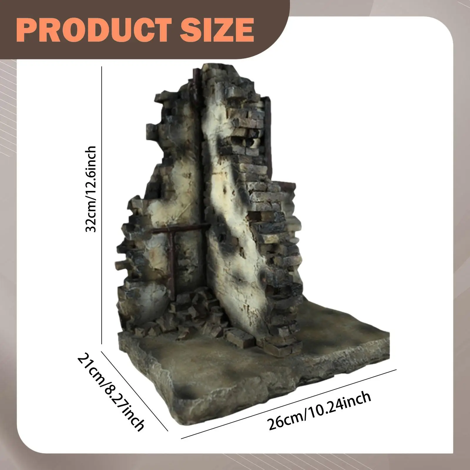 

1/6 Scale Miniature Ruined Building Model DIY Craft Miniature Scene Layout, Collection, Scenery Diorama Supplies Micro Landscape