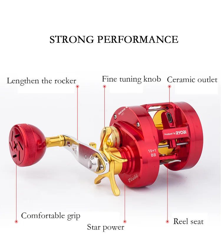 Ryobi 10+1BB Light Jigging Fishing Reel, 15kg Max Drag, Aluminum Body, 6.8:1 Gear Ratio, Saltwater OEM Wholesale Reel view 4