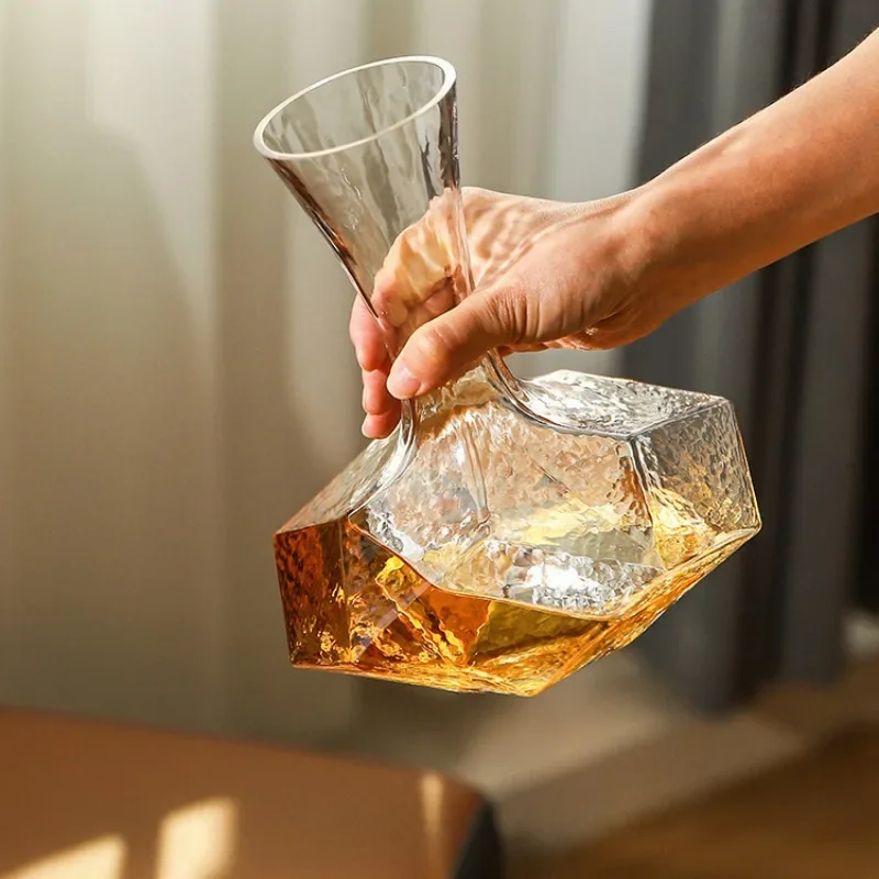 Household Geometric Shaped Sobering Device Luxury European Style Red Wine Pot Lead Free Glass Decanter