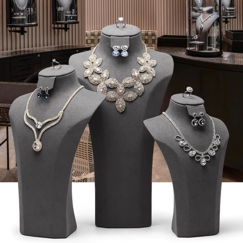 Luxury Vertical Necklace Display Stand Human Model Jewelry Holder Simple Ring Earring Organizer Props for Window Retail Display