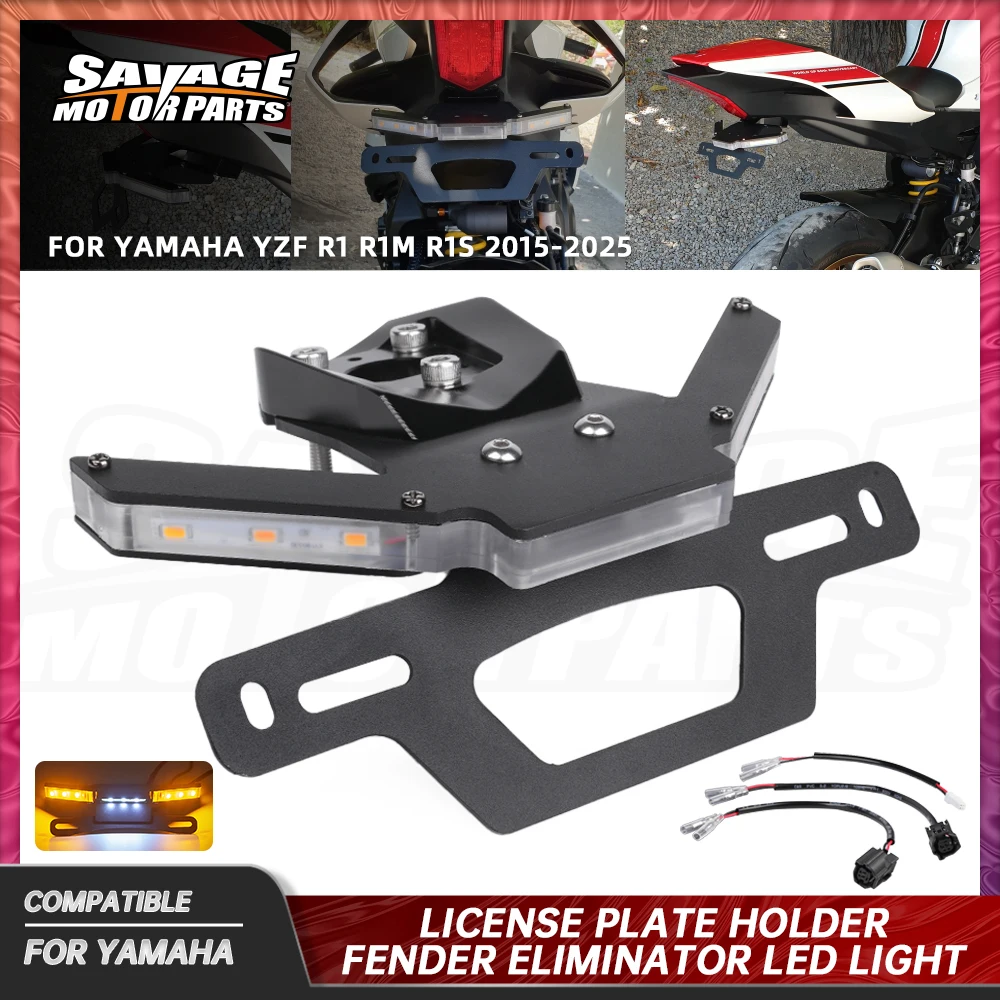 YZF-R1 2025 License Plate Holder For Yamaha YZF R1M R1S Motorcycle Accessories Fender Eliminator Tail Frame LED Plate Light 2015