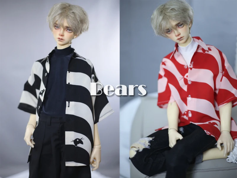 BJD Doll Clothes Cat Mouse Wave Short Sleeve Flower Shirt For 1/3 1/4 BJD SD DD MSD MDD SD13 SD17 POPO68 Uncle SSDF ID75 Doll