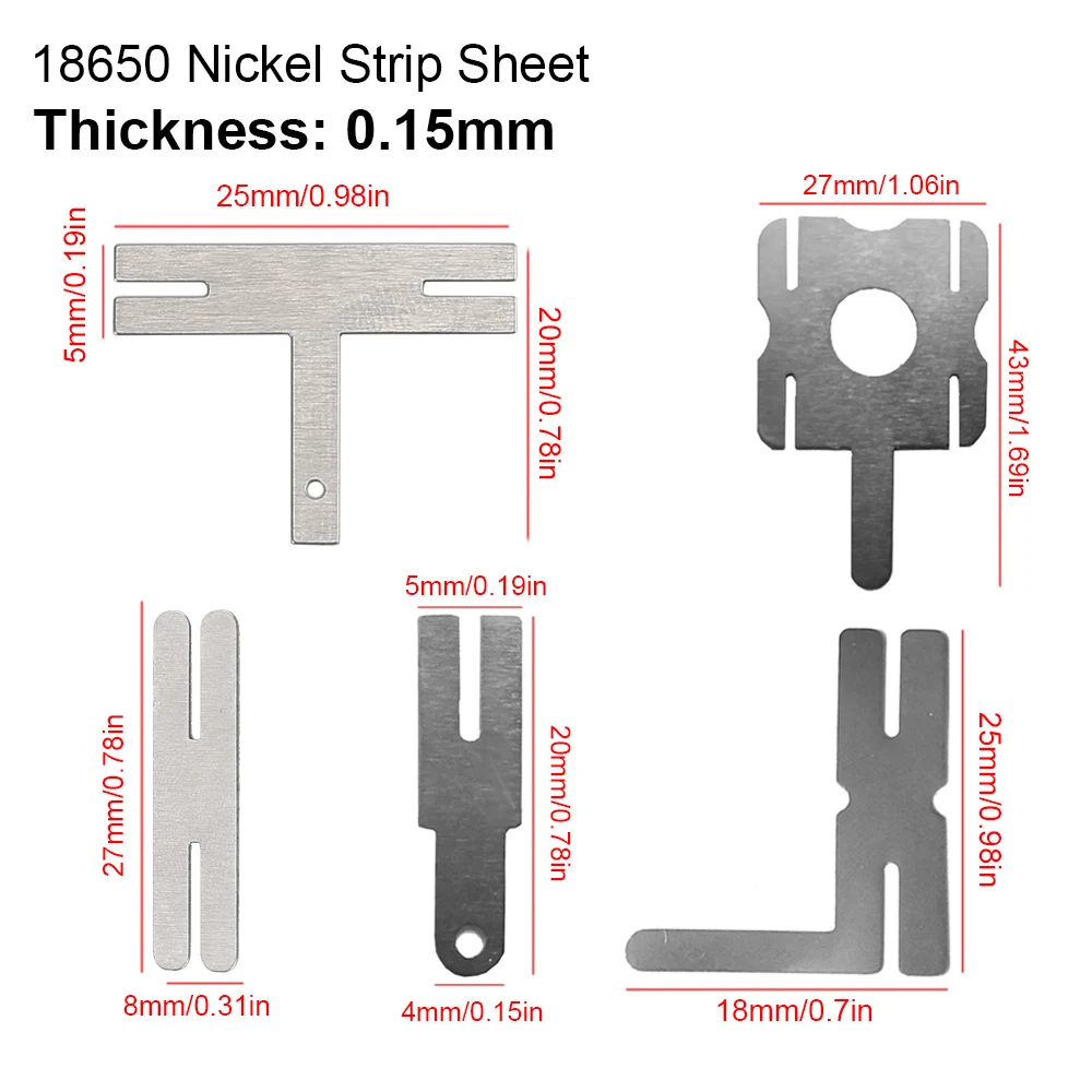 20Pcs 18650 Power Lithium Battery Nickel Sheet Polygonal Battery Connector 0.15mm High Quality Nickel Plated Tab