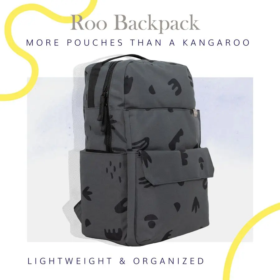 ROVR Roo Lightweight 1 LB Diaper Bag Backpack 11 organizational pockets Durable amp WaterResistant Charcoal Doodle