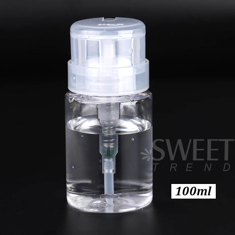 100Ml Lege Pers Nail Art Fles Pomp Dispenser Plastic Polish Draagbare Make-Up Verwijderaar Reiniger Aceton Fles Manicure Tool Jid