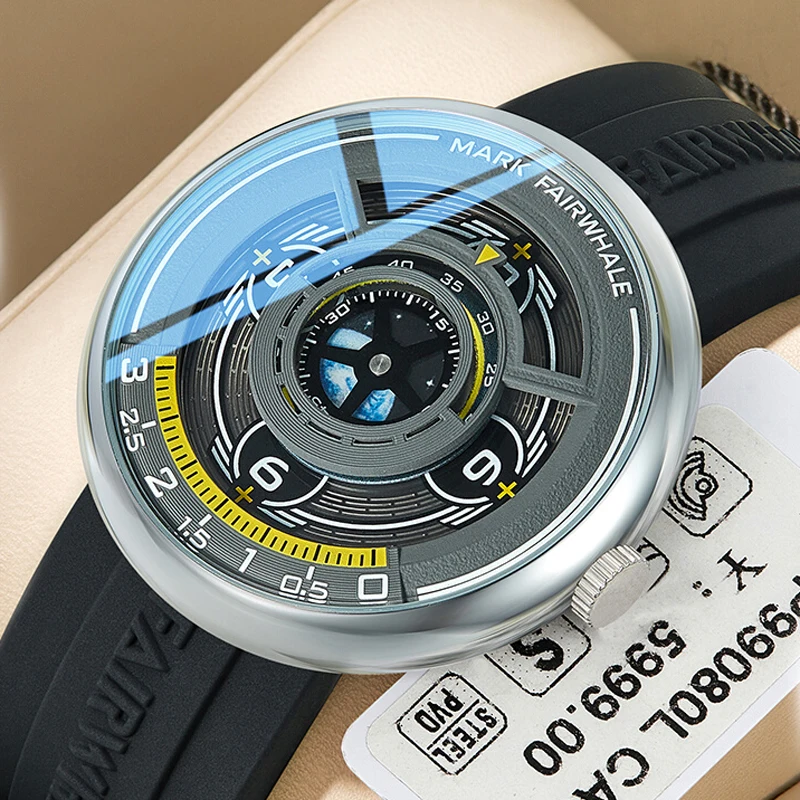 

Mark Fairwhale Top Brand New Arrivals Earth 3D Mens Watch Luminous Silicone Strap Quartz Watch saat kol saati erkek reloj hombre