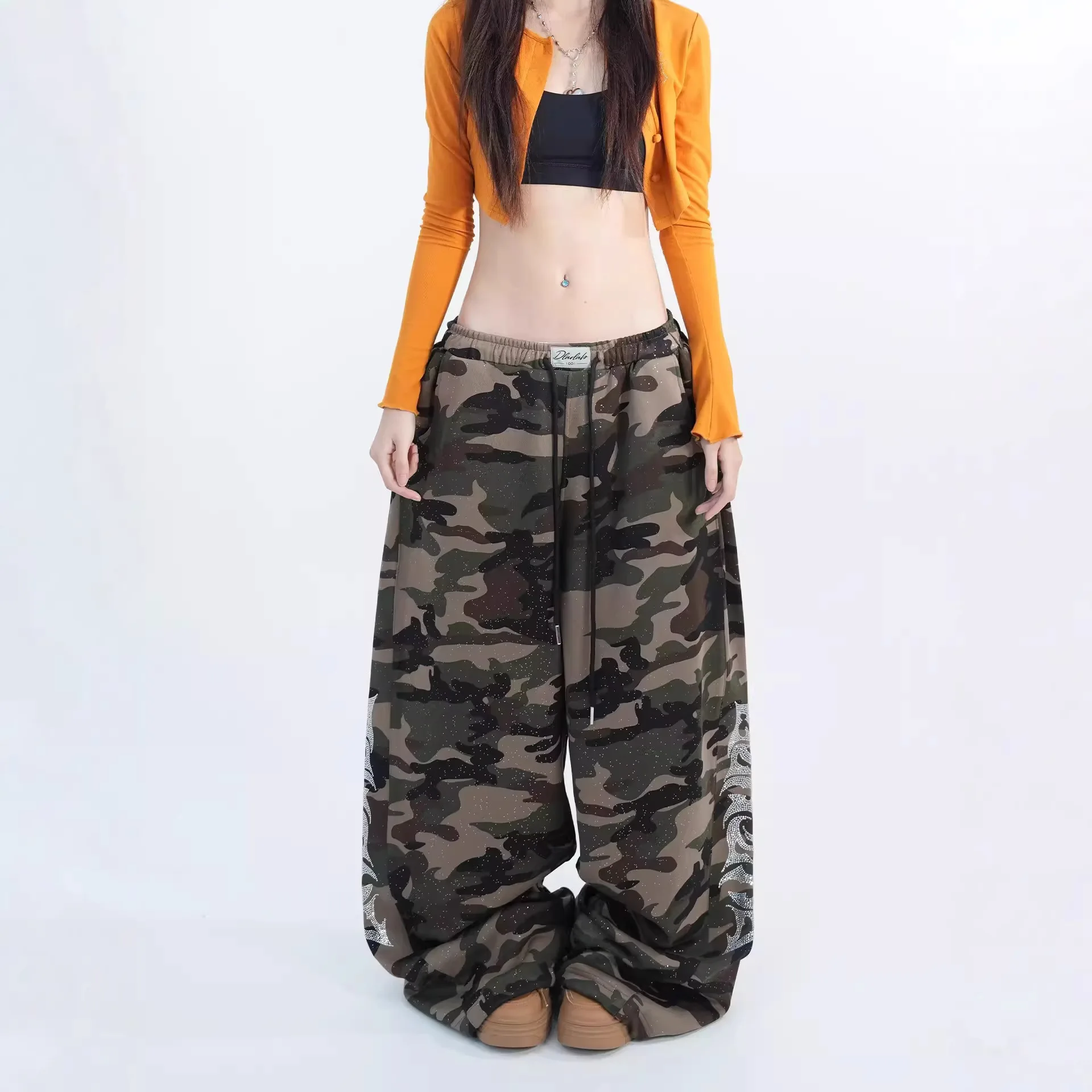 

2026 American Camouflage Casual Pants Look Thin Elastic Waist American Fashion Women's Pants