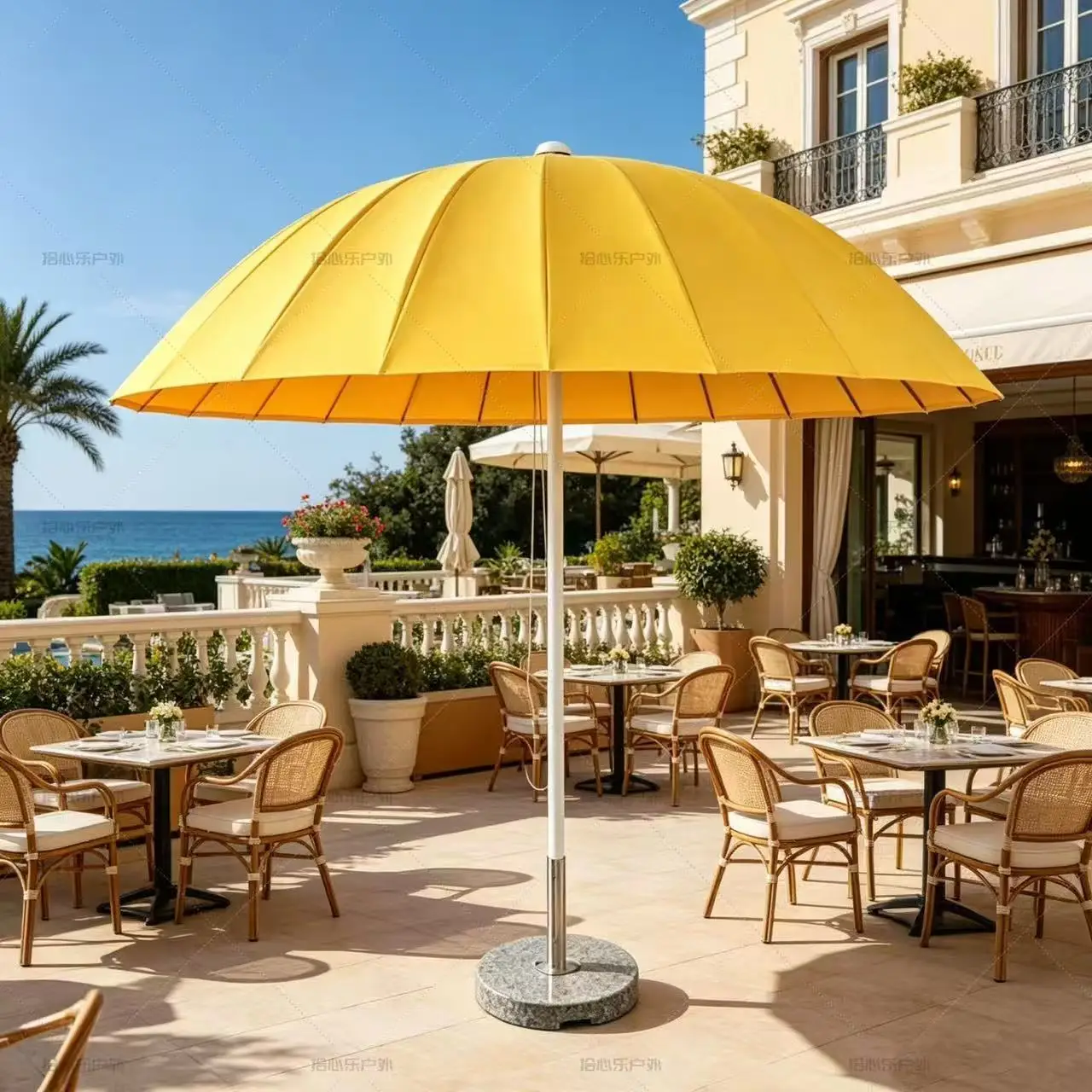 Outdoor Sunshade Umbrella Column, Reinforced With Aluminum Alloy Fiber Ribs, Commercial Stall Middle Column Umbrella, Courtyard