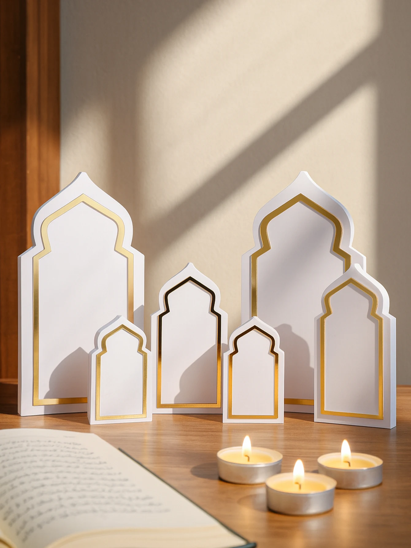 3 Pc Ramadan Festival White Table Ornaments, Ramadan Kareem, Happy Ramadan, Eid Mubarak, Muslim Decor, Mubarak Decorations Gift