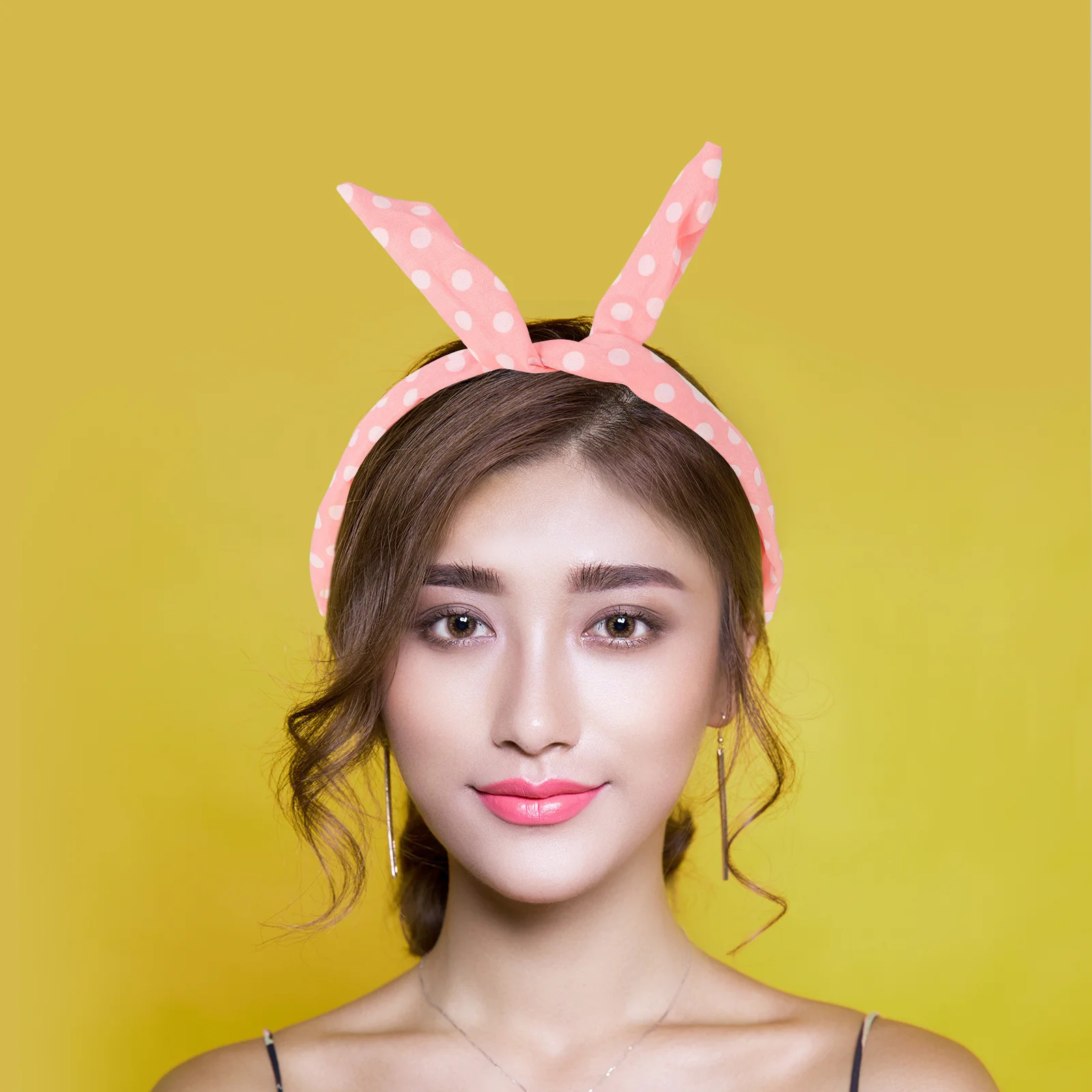 

6Pcs Round Dot Hairbands Bow Headbands Cloth Hair Hoops Bright Colors Stylish Hair Accessories for Women Girls