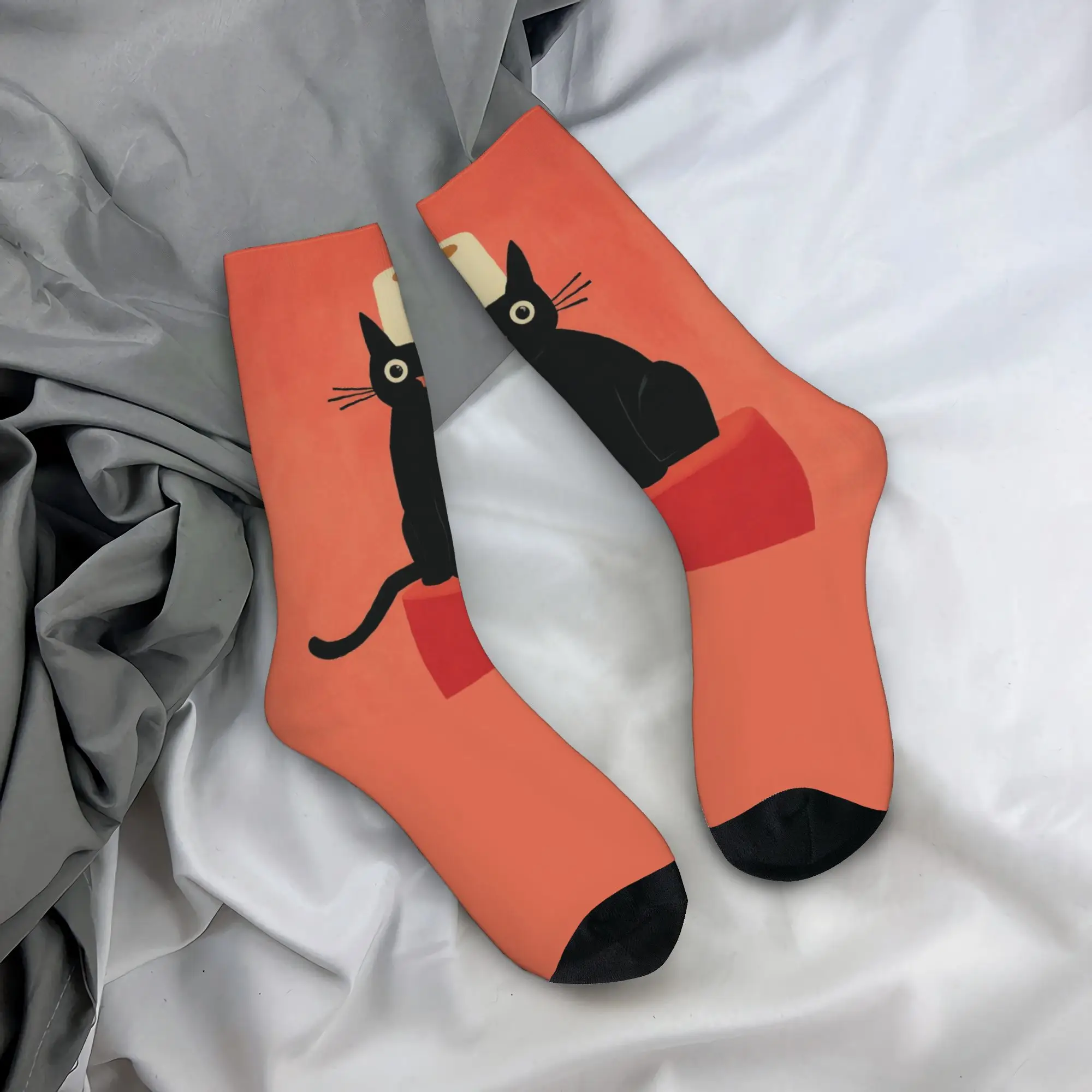 Custom Black Cat with Toilet Paper Men Women Crew Socks Unisex Fun  Spring Summer Autumn Winter Dress Socks