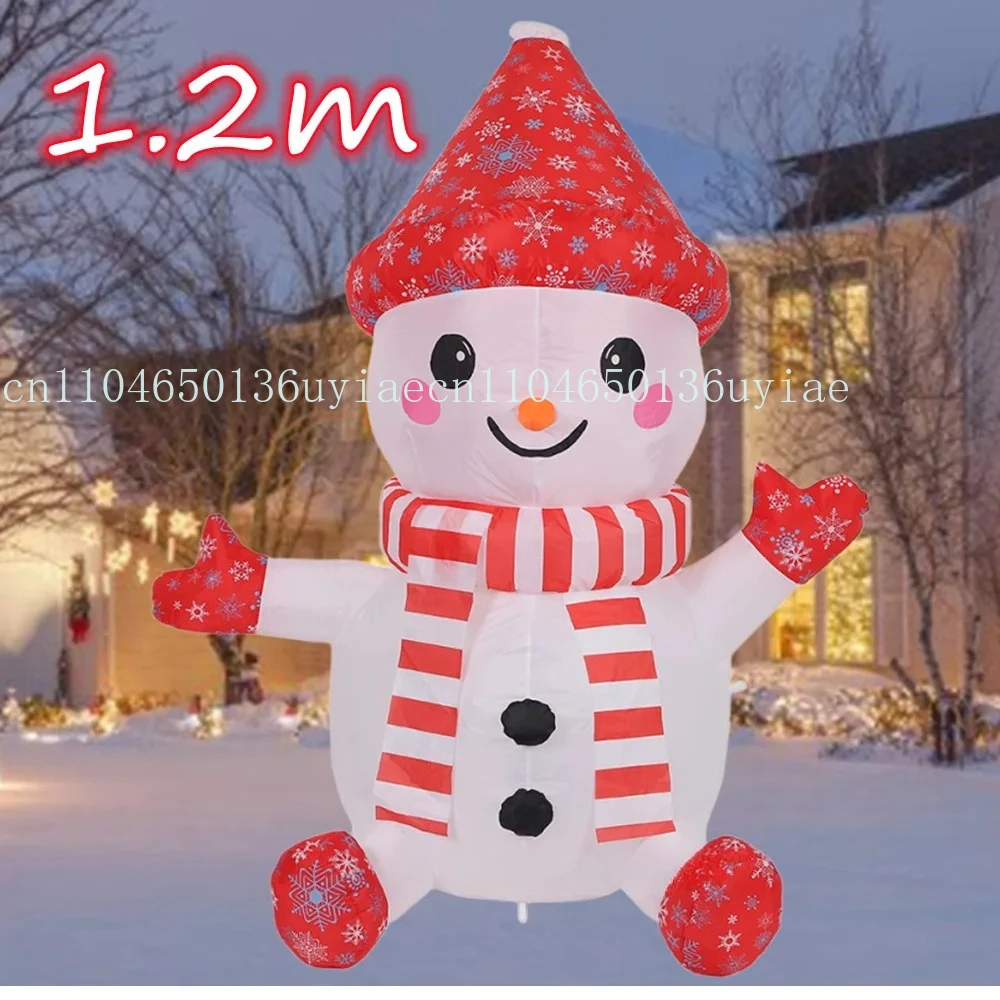 

1.2M/4FT Christmas Inflatable Snowman Built-in LED Lights Outdoor Decoration Cute Sitting Design for Garden Yard Party Props