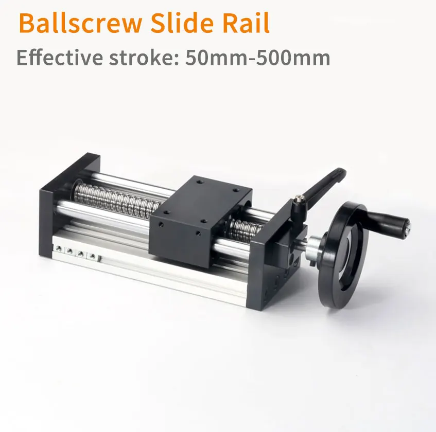 

Linear Guide Manual Sliding Table Ballscrew SFU1204 100-500MM Stroke Handwheel Double Optical Axis CNC Table 3D Printer XY