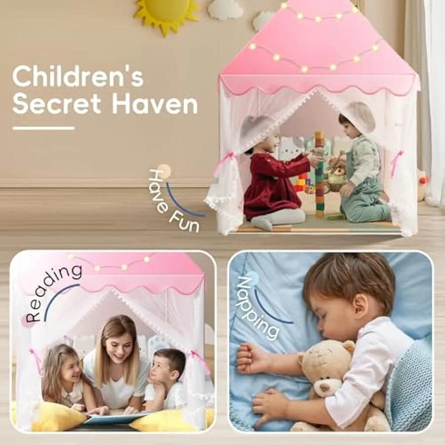 Kid Tent with Star Lights Play Tents for Toddlers Large Playhouse for Indoor and Outdoor Games Princess Tent for Girls Toy Hous