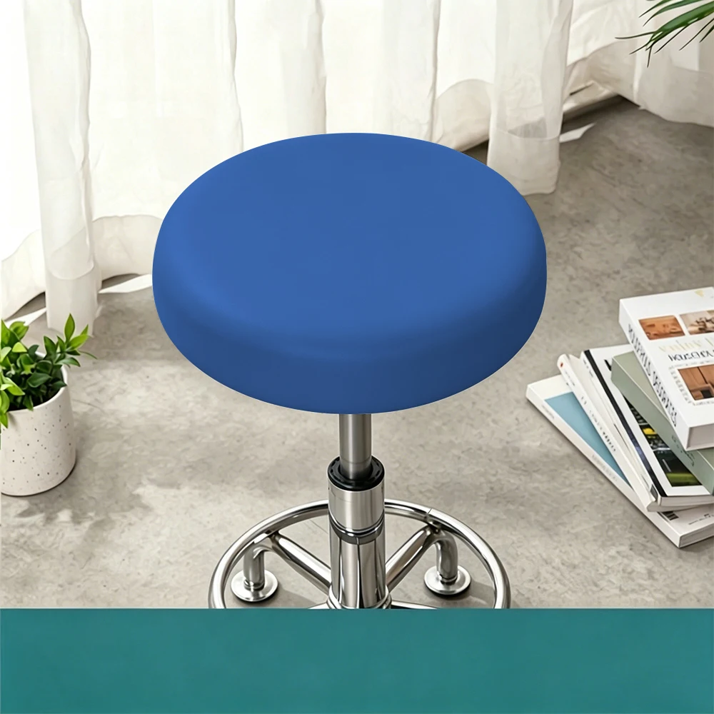 Waterproof PU Leather Round Chair Cover Slipcover for Swivel Chair All Inclusive Bar Stool Seat Cushion Cover with Elastic Bands