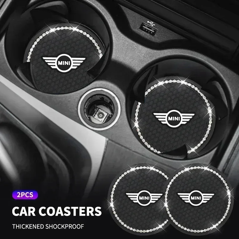 

Car Water Cup Pad Holders Non-slip Diamond Rhinestone PVC Mat For BMW MINI COOPER R56 R55 R60 Countryman F55 F56 F60 Accessories