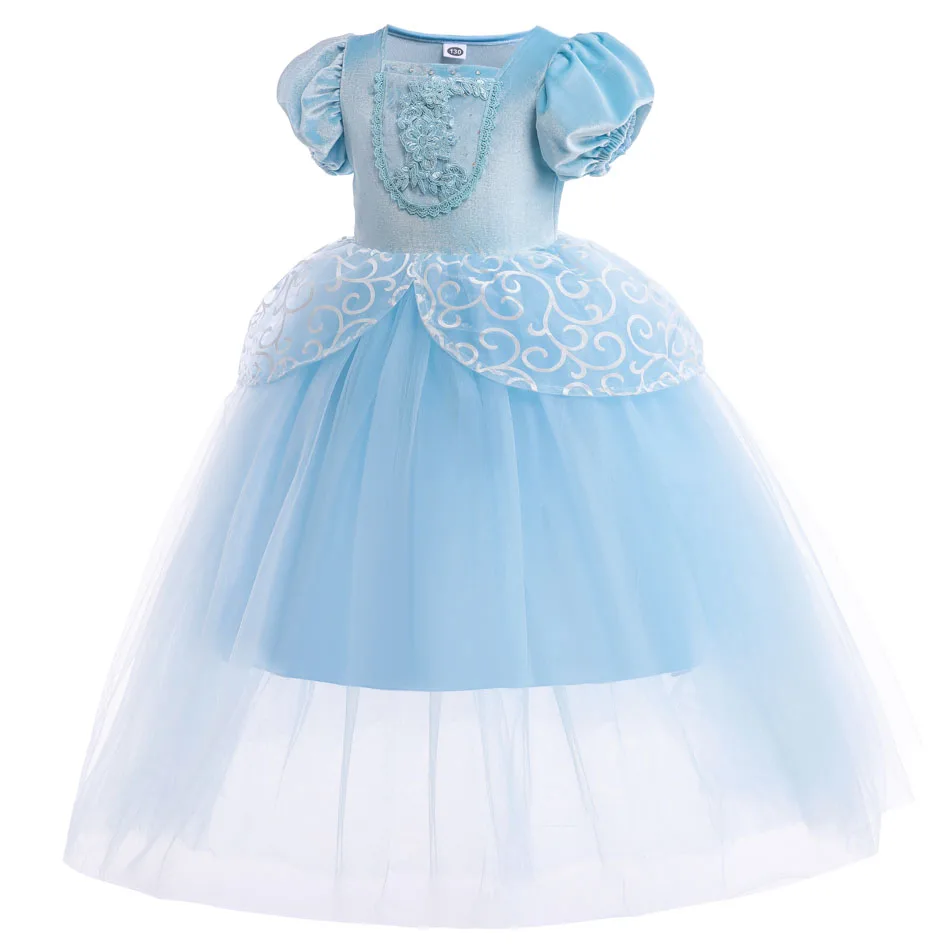 Girl Cinderella Dress for Kid Girl Halloween Princess Cosplay Velvet Ball Gowns Clothing Mesh TUTU Floral Costume 2-10T