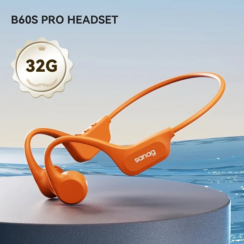 Sanag B60S IPX8 防水Bluetoothヘッドホン 骨伝導ワイヤレスイヤホン