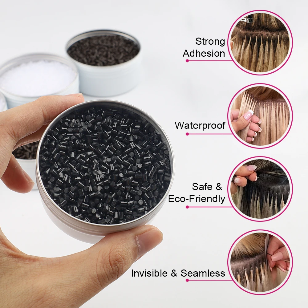 Lanshii 6700pcs K-Tip Keratin Glue Beads  Heat Activated Fusion Hair Extension Beads for Strong Hold, U Tip & K Tip Bonding,