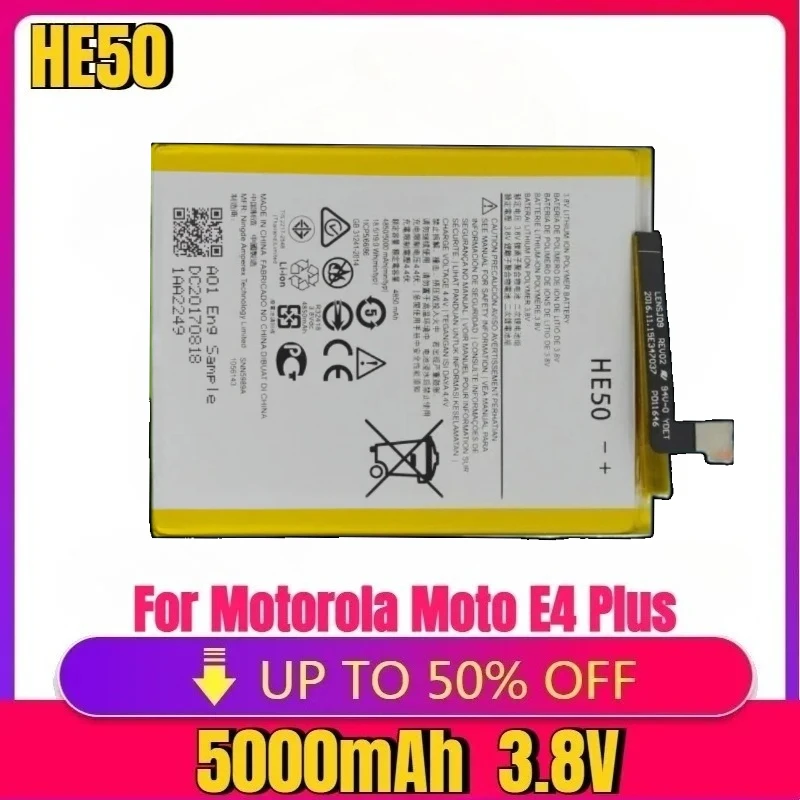 For Motorola Moto E4 Plus E5 PLUS XT1770 XT1771 XT1775 XT1774 XT1776 Phone Batteries New High Quality 5000mAh HE50 Battery