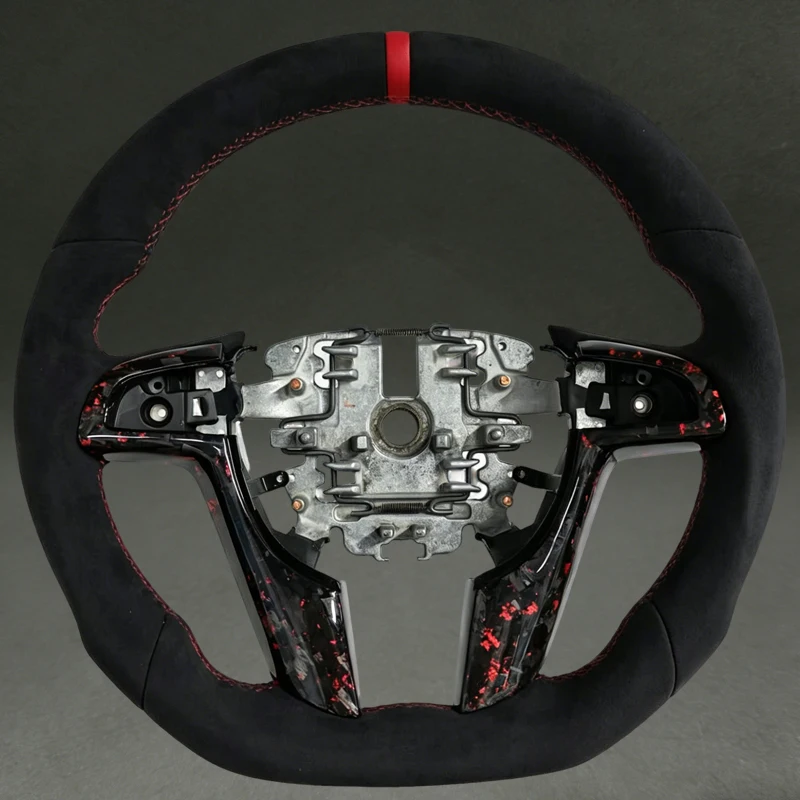 

For Pontiac G8 2008/9 Holden Steering Wheel Full Suede with Red Stitching for Chevrolet Ve with Forged Carbon Fiber Trim Hot