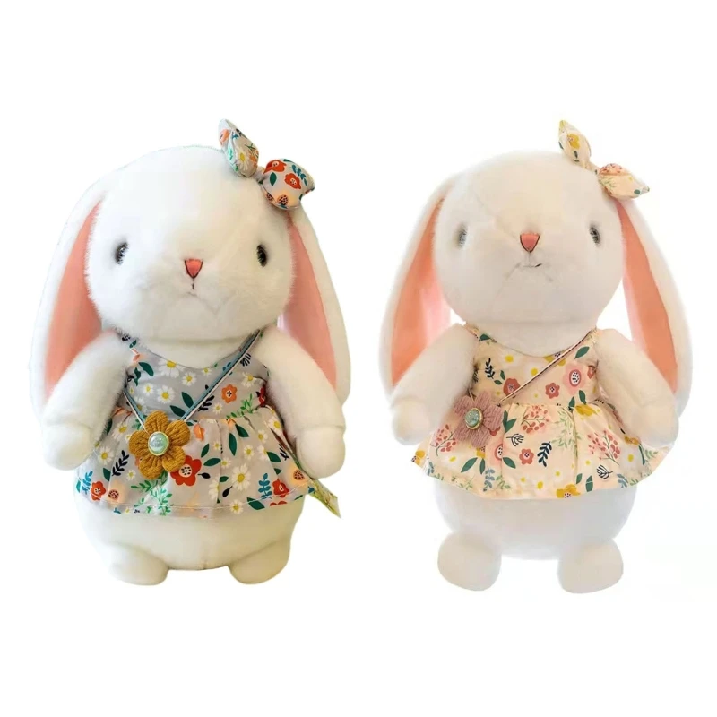 

Rabbits Stuffed Animal Soft Plush Toy Bunny with Floral Dress for Kids