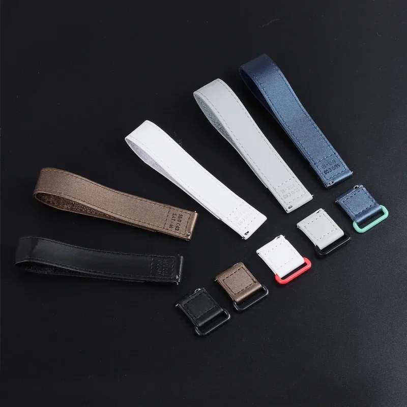 20mm Leather Watchband for Omega for Swatch for MoonSwatch Co-Branded Canvas Watch Strap Quick Release Men Women Sport Bracelet