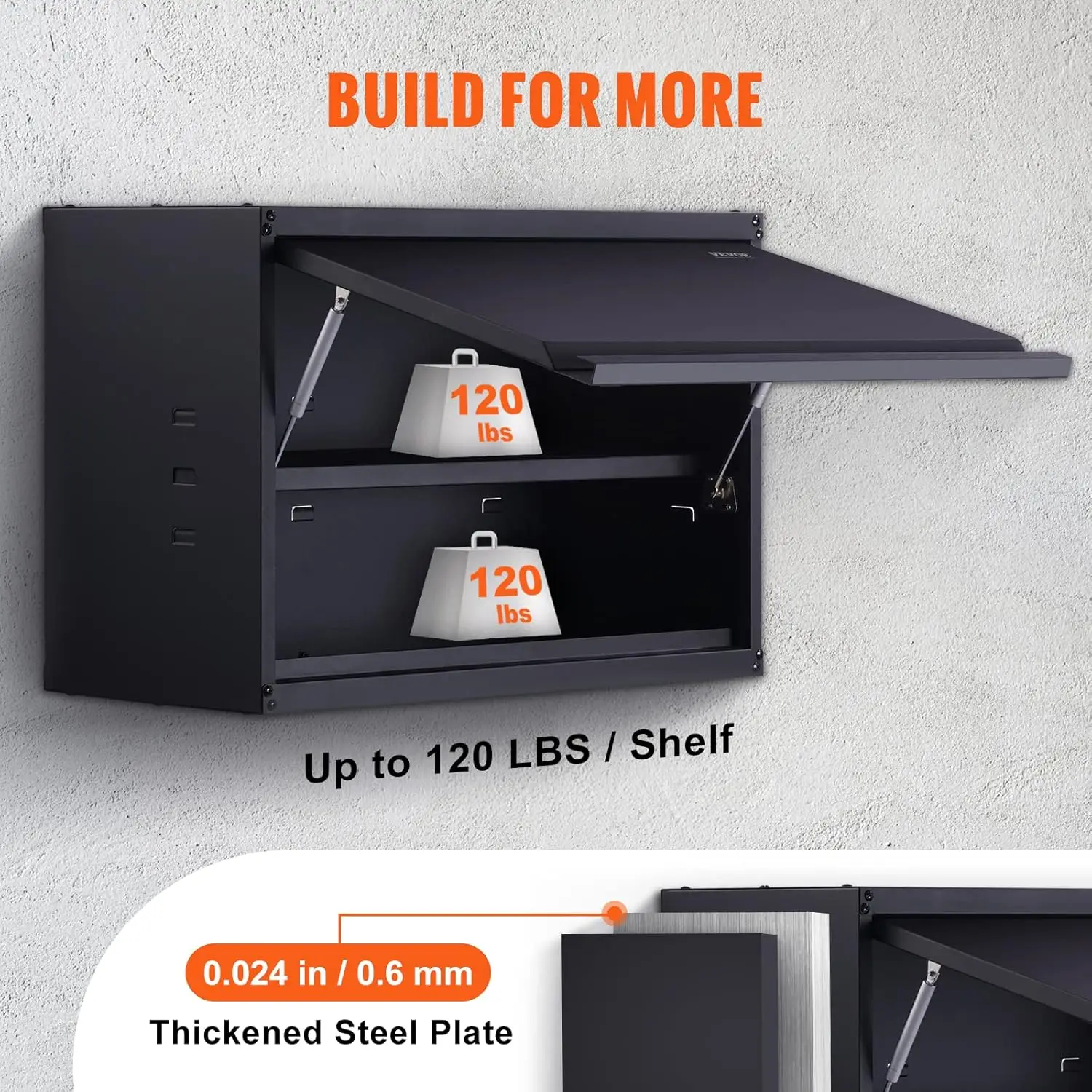

Vevor Metal Storage Cabinet, 120Lbs Load Capacity Per Shelf, 20'' Tall Wall-Mounted Powder-Coating Steel Garage Cabinet With