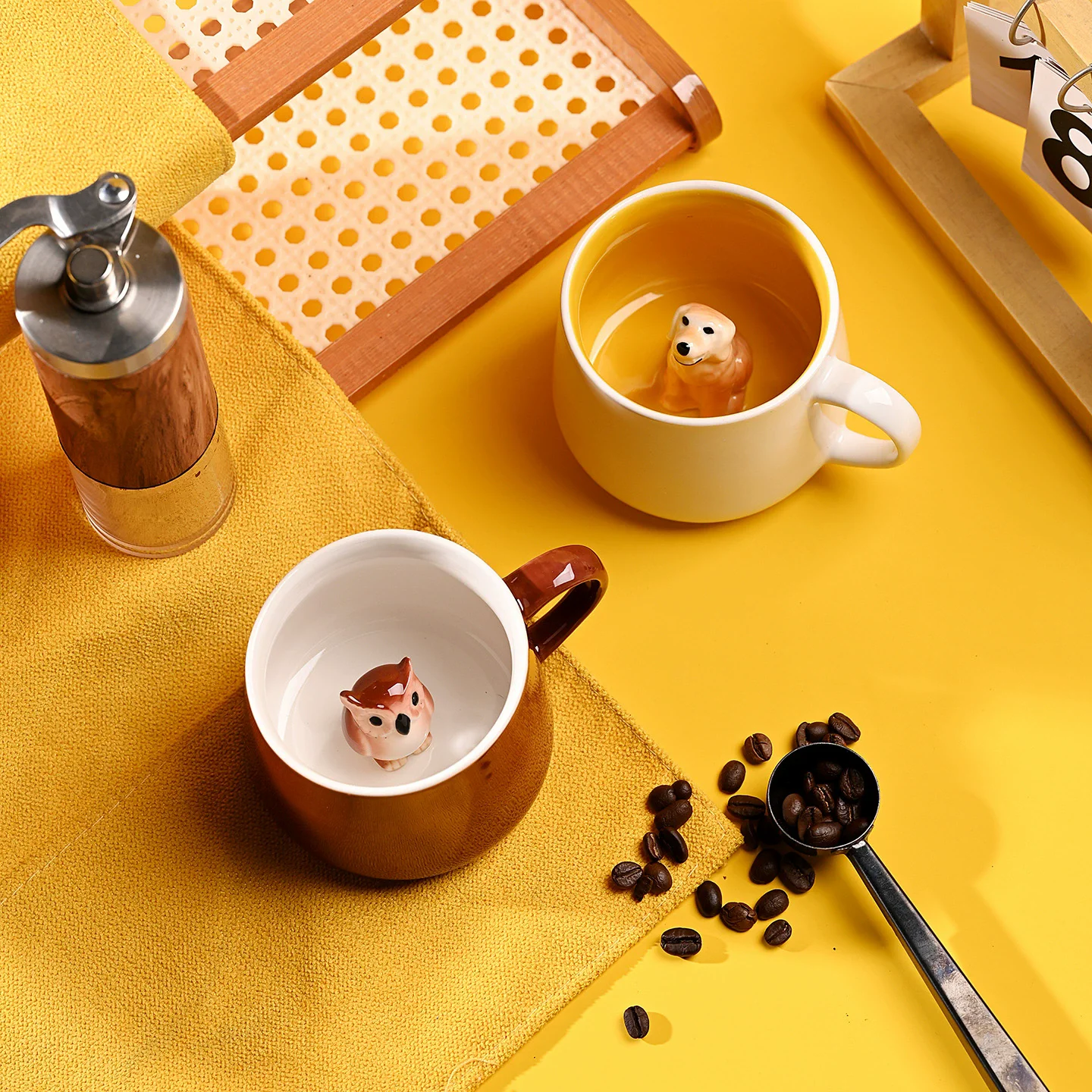 Pumpkin Mug Cute Panda  Mugs 3D Animal Ceramic Coffee Mug with Lid and Spoon Funny Mug Halloween Birthday Gifts - view 2