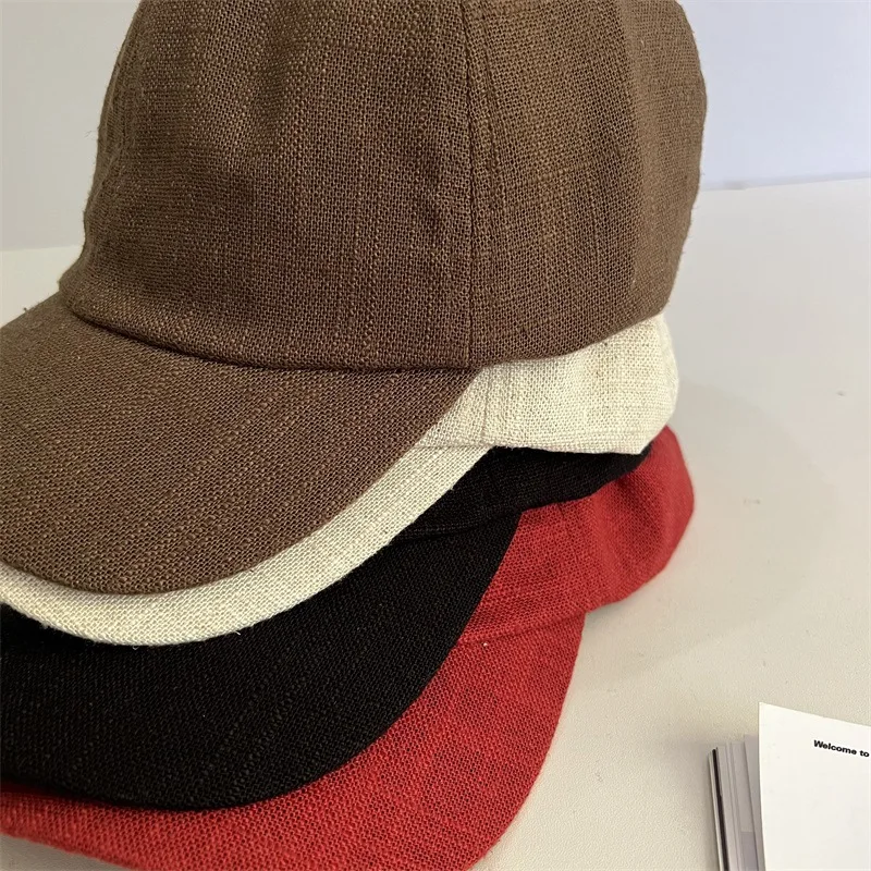 Spring and Summer Japanese Retro Literary Thin Baseball Cap for Men and Women with Linen Texture, All-match Outdoor Sun Hat