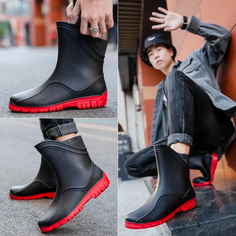 Botas de lluvia para hombre, zapatos de Chef, zapatos de pesca informales, impermeables, cómodos, antideslizantes, resistentes al desgaste, tendencia, talla grande 44