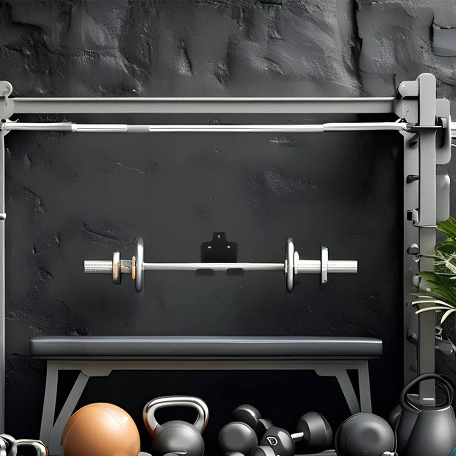 

Barbell Storage Mount Dumbbell Stand Holder Adjustable Design Sturdy Material Space Saving Fitness Equipment