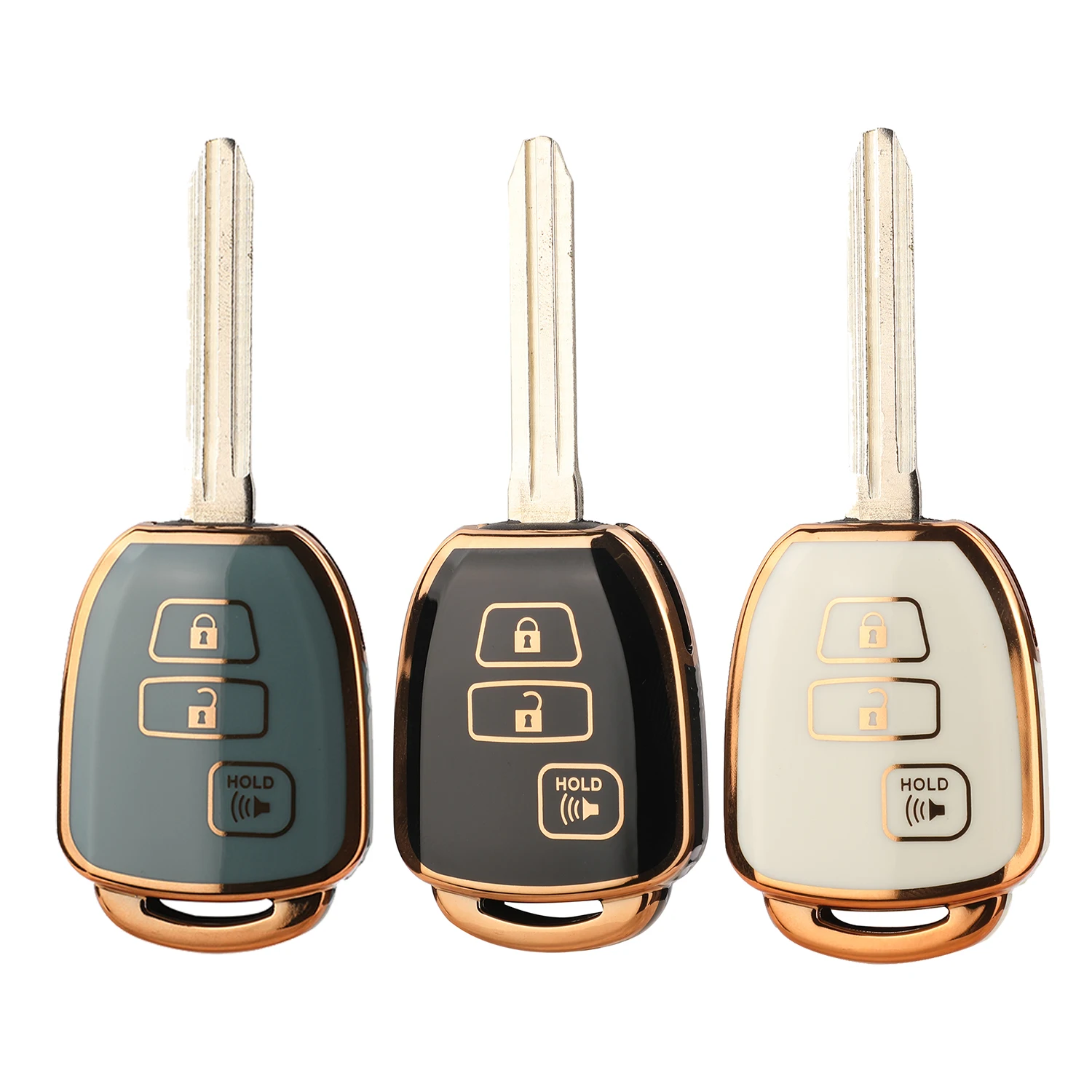 

jingyuqin New Arrival TPU Car Key Shell Case Fob For Toyota Tacoma Combo TACOMA RAV4 KLUGER HIGHLANDER 3Buttons