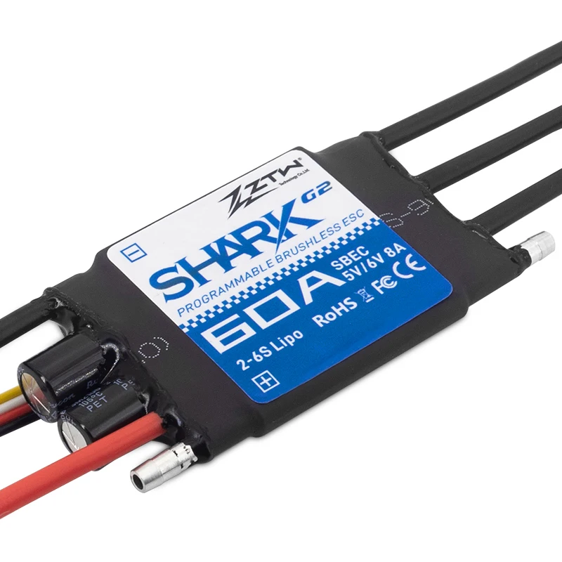 ZTW Shark G2 20A/30A/40A/50A/60A/80A/100A 2-4S/2-6S 32bit Watergekoelde Dual-way Waterdichte Borstelloze ESC